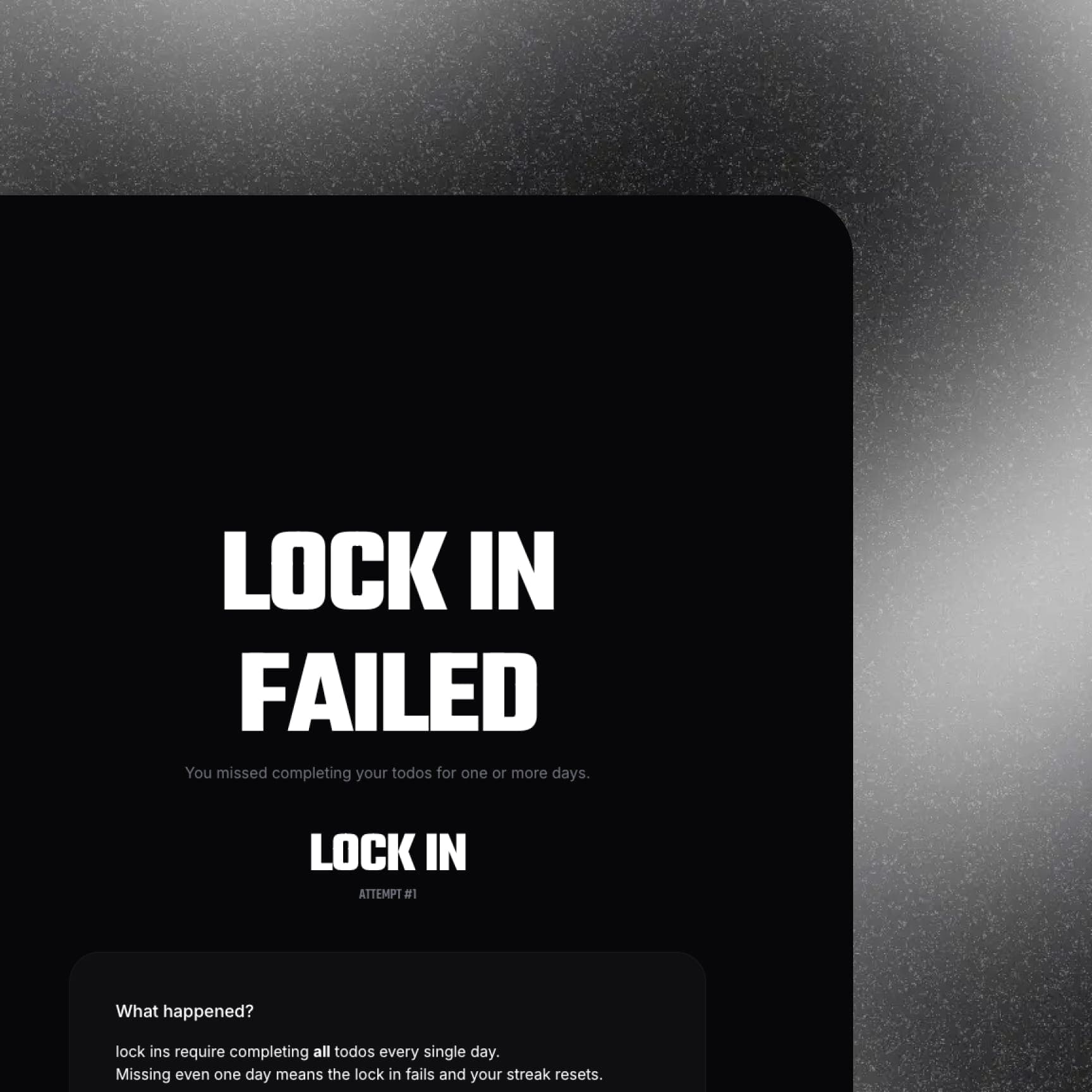 Lock In failed view